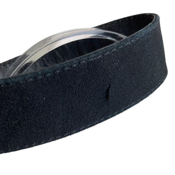 NWOB Good American Chain Ankle Wrap Sandal Suede Black Size 7 Zipper Back - Picture 10 of 10